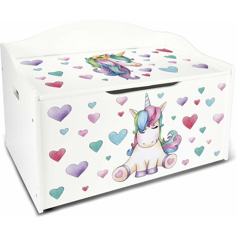 Caja de madera para juguetes XL: Unicornio