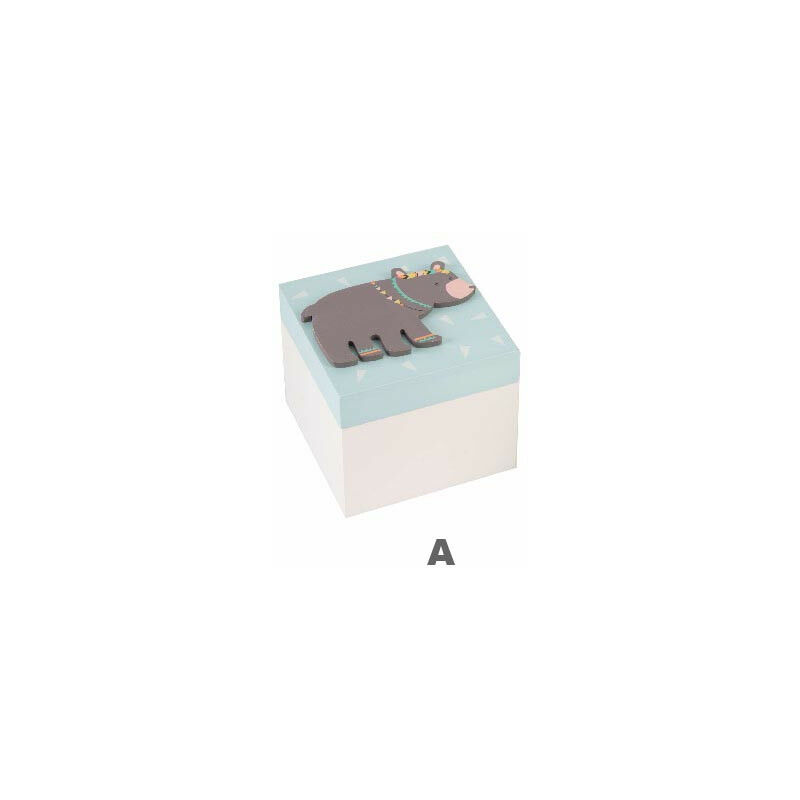 

Caja de Madera Pintada Diseño Nórdico Infantil con Animales Color - A