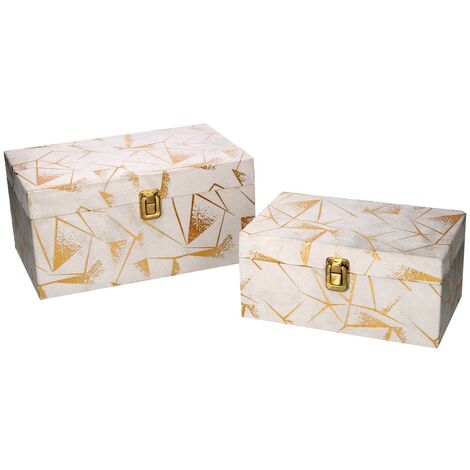 Caja de madera rectangular 1-2 adornos dorados cm30x18,5h15