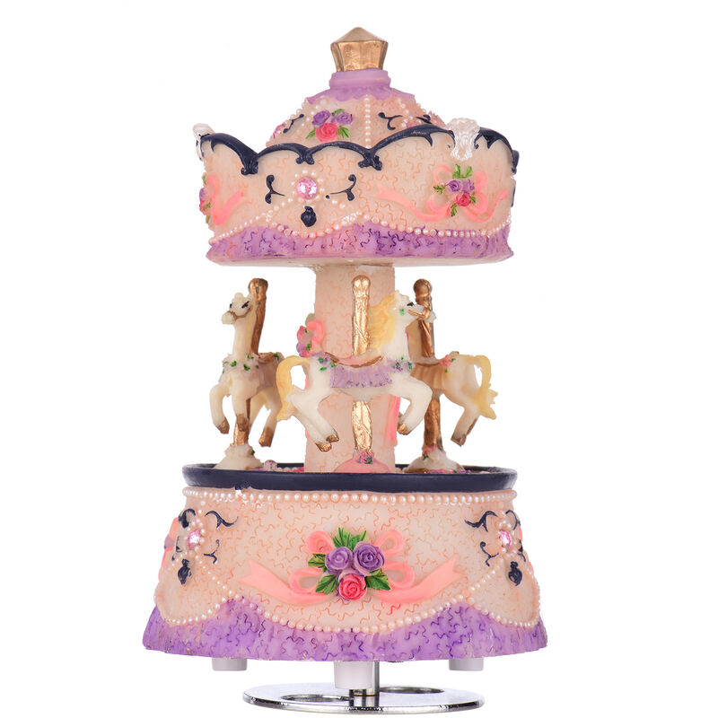 

Happyshopping - Caja de musica Carrusel Caballo Unicornio Cambio de color Luz LED Luminoso Giratorio Mejor regalo Melodia Castillo en el cielo,Purpura