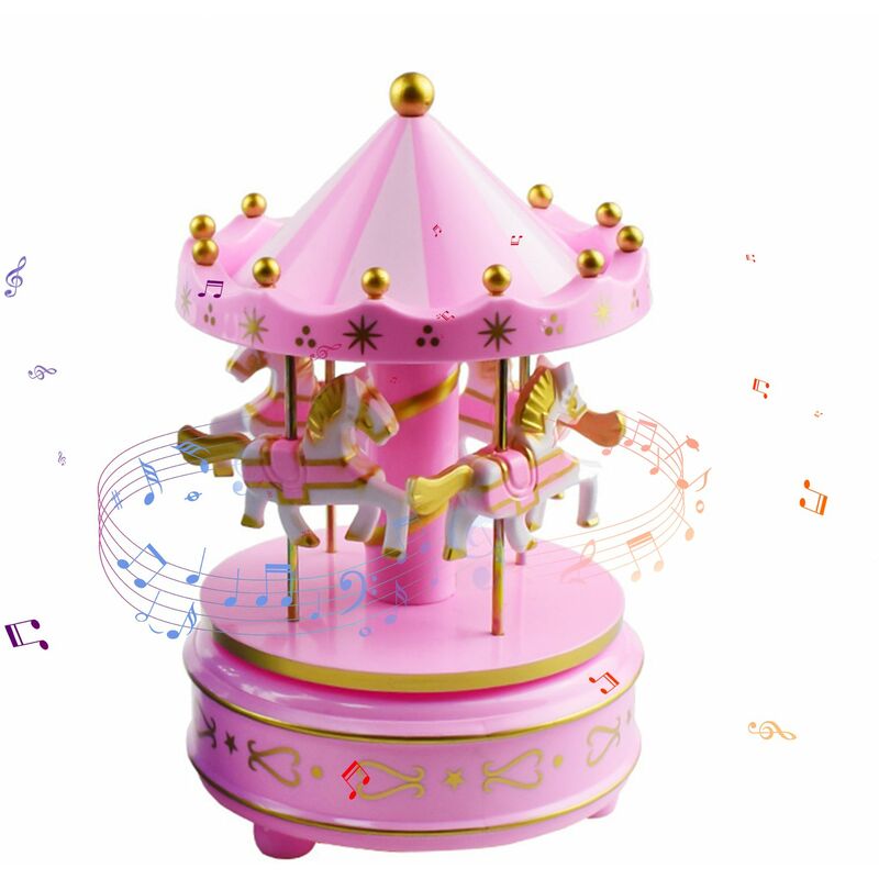 

Caja de musica de carrusel, juguete musical giratorio de 4 caballos para bebes, regalos de Navidad, regalos de cumpleanos para ninas, ninos, hijas,
