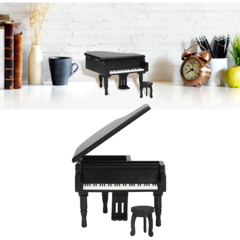 Caja de música en miniatura con forma de piano, hecha de madera de abedul, regalo ideal para Navidad, cumpleaños o San Valentín, 14,6 x 12,6 x 9 cm, color negro.