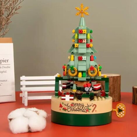 Caja de música giratoria hecha a mano con bloques de construcción, ideal como regalo de Año Nuevo. Un lindo y creativo regalo de cumpleaños para niños y niñas.