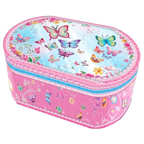 Caja de música ovalada con mariposas
