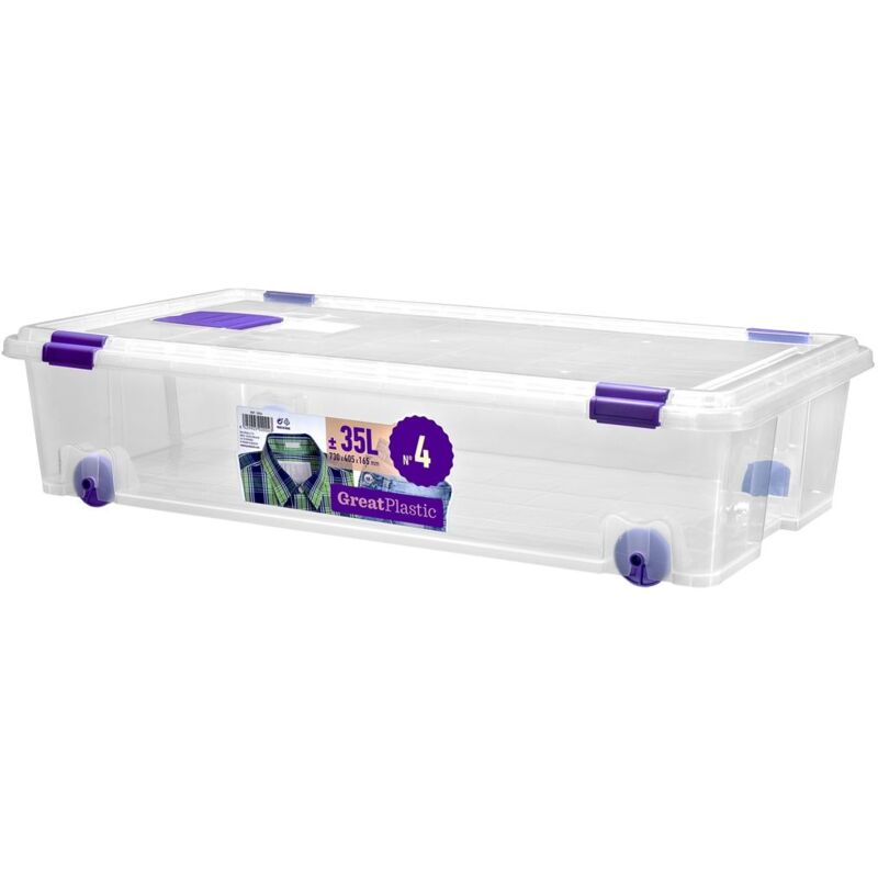 

Great Plastic - Caja de ordenacion 730 x 405 x 165 con ruedas Natural 35 litros
