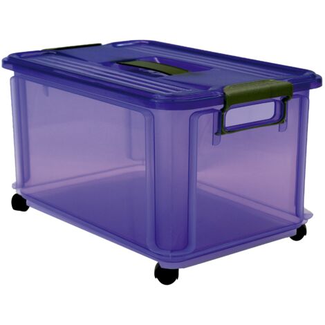 Caja de ordenación Clak Box Jumbo de 30 litros con ruedas y asas laterales DENOX-FAMESA  Violeta