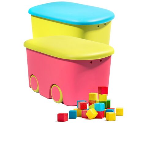 Caja de Ordenación Infantil Multiusos  Bicolor con Ruedas  Almacenamiento