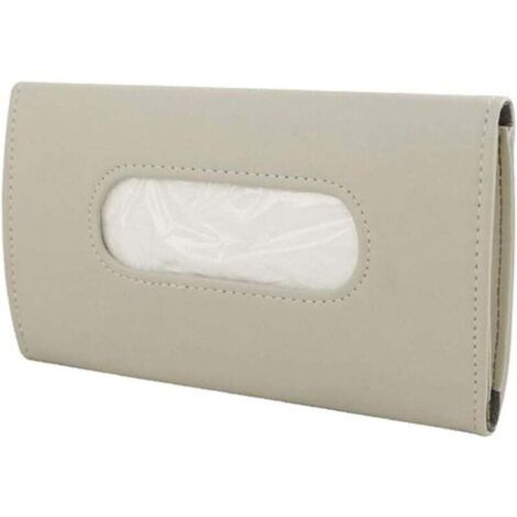 Caja de pañuelos colgante de cuero sintético para visera de coche KZQ, color beige