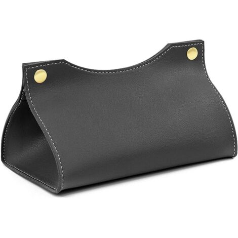 Caja de pañuelos de cuero, dispensador de pañuelos y servilletero, caja de pañuelos de estilo nórdico, caja de pañuelos plegable para el hogar, dispensador de pañuelos de papel (negro)