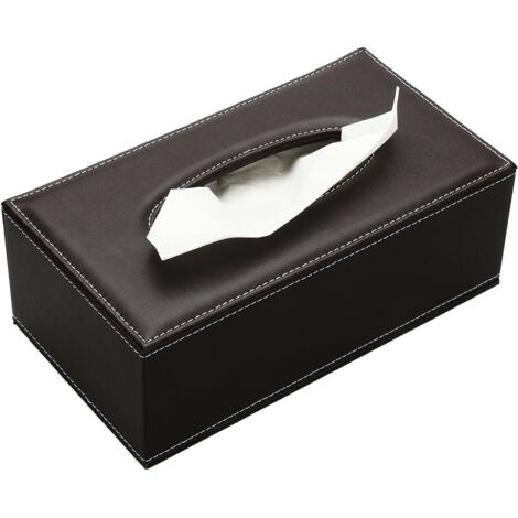Caja de pañuelos de cuero para el hogar, la oficina y el coche (marrón)