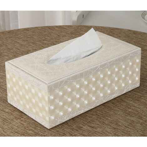 Caja De Pañuelos De Cuero Rectangular MINKUROW Para El Hogar/La Oficina/El Automóvil (Patrón De Relámpagos Blancos)
