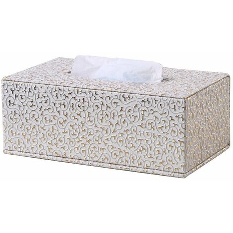 Caja De Pañuelos De Cuero Rectangular MINKUROW Para El Hogar/Oficina/Coche (Dorado)
