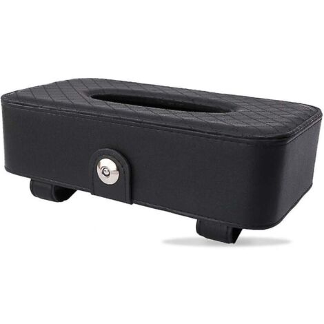 Caja de pañuelos de cuero sintético de lujo para coche, organizador de papel colgante, servilletero multiusos, ideal para el hogar, la oficina y la decoración del coche y camión (negro)