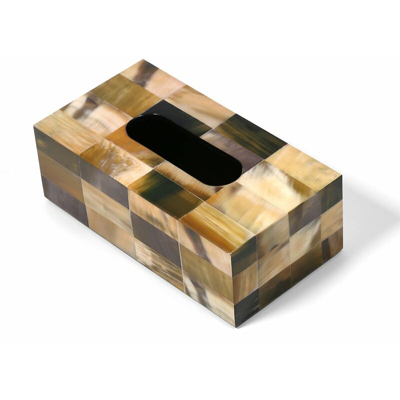 

Tooarts - Caja de panuelos rectangular con rayas de cuerno, piano de madera, tecnologia de barniz para hornear, oficina, sala de estar, bano,