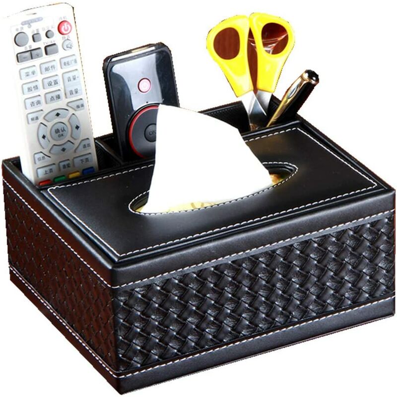 

Caja de pañuelos de cuero PU rectangular Servilletero Suministros de oficina en casa Decoración de hotel Caja de papel Servilletero (Trenza negra)