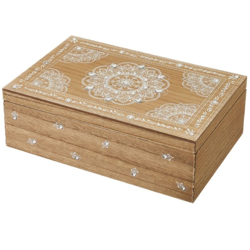 

Caja de pino y cristal marrón para infusiones con 9 compartimentos de 24x24x8 cm