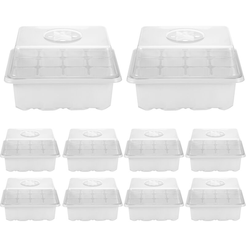 

Caja de plantulas de plastico de 12 agujeros,con caja inferior,blanco - Kkmoon