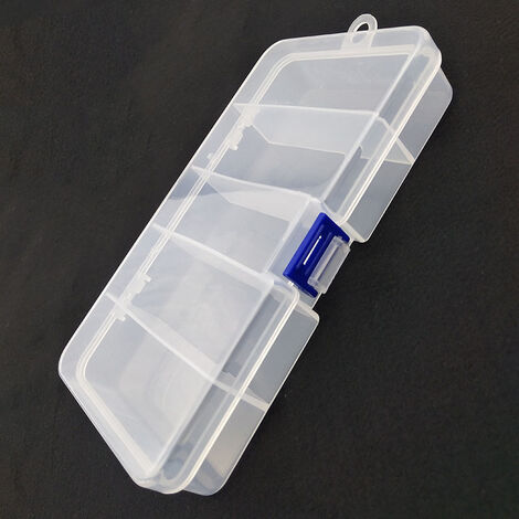 Caja de plástico para Señuelos de Pesca, organizador con compartimentos de 5 rejillas, contenedor Visible, caja de aparejos de pesca, soporte para tornillos con cuentas