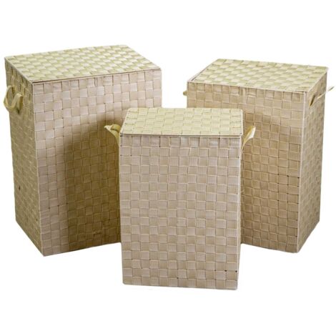 Caja de poliéster crema forrada 1-3 rectangular 40x30x55 cm