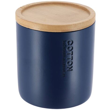 Caja de poliresina de algodón con tapa de bambú - azul marino bambú - Tendance