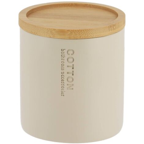 Caja de poliresina de algodón con tapa de bambú - bambú beige - Tendance