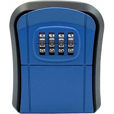 Caja de seguridad para llaves, caja de código de llave, caja de seguridad para llaves de 4 dígitos con cerradura, cerradura de contraseña de pared, azul