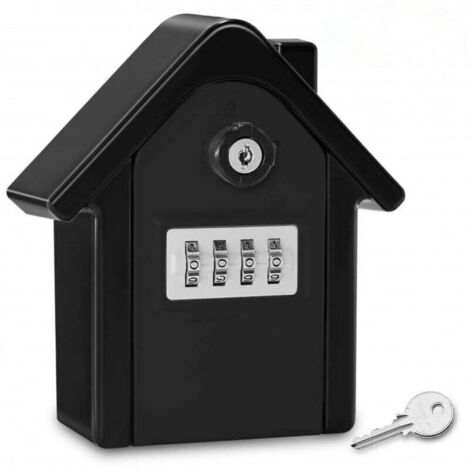 Caja de seguridad para llaves (gris) con código digital para montaje en pared con llave de emergencia, gran caja fuerte para llaves de exterior, ideal para casa, oficina, fábrica y garaje.