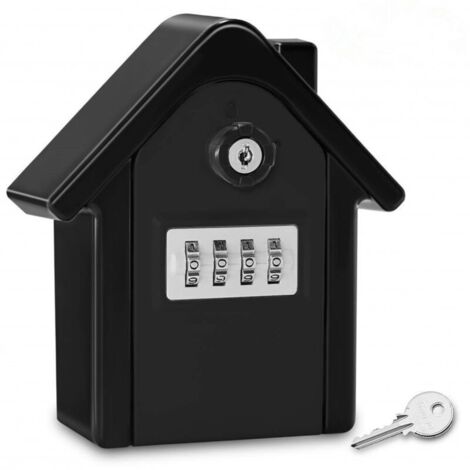 Caja de seguridad para llaves (gris) con código digital para montaje en pared con llave de emergencia, gran caja fuerte para llaves de exterior, ideal para casa, oficina, fábrica y garaje.