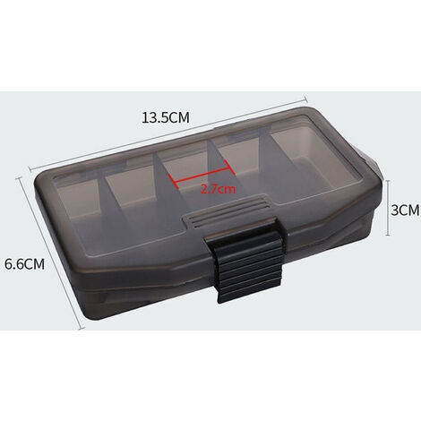 Caja de señuelos de pesca Visible, 5 rejillas, compartimentos, organizador, contenedor, caja de aparejos de pesca, cuentas, soporte para tornillos, estuche de plástico esmerilado,Black trumpet