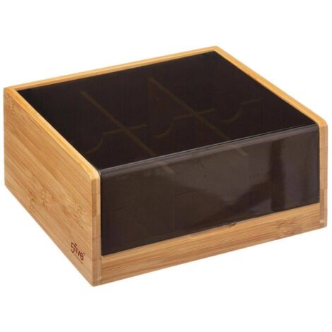 Caja de té bambú negro de 6 compartimentos - 5five