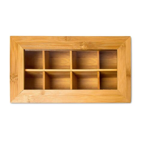 Caja de té de bambú 8 compartimentos Caja de bolsitas de té de cocina sueltas 28 cm beige 4313041