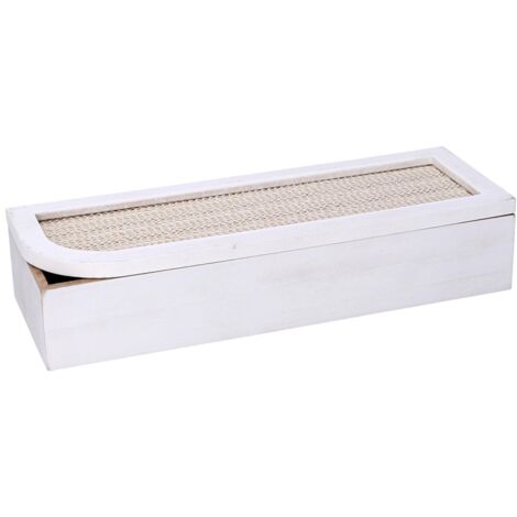 Caja de té de madera blanca rectangular cm29x10h6