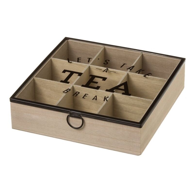 

Caja de té de madera negra de 6x24x24 cm