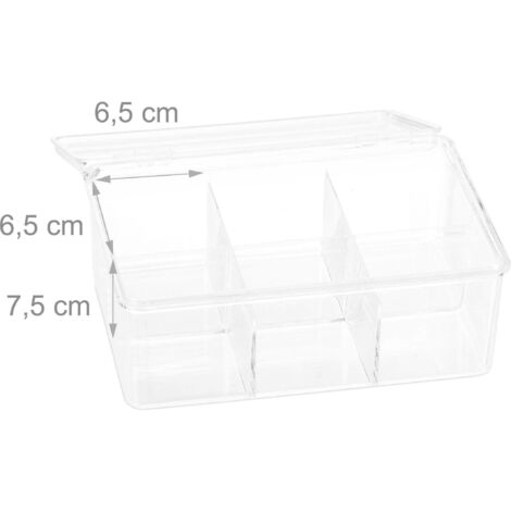 Caja de té transparente 6 compartimentos accesorio de cocina 130000451
