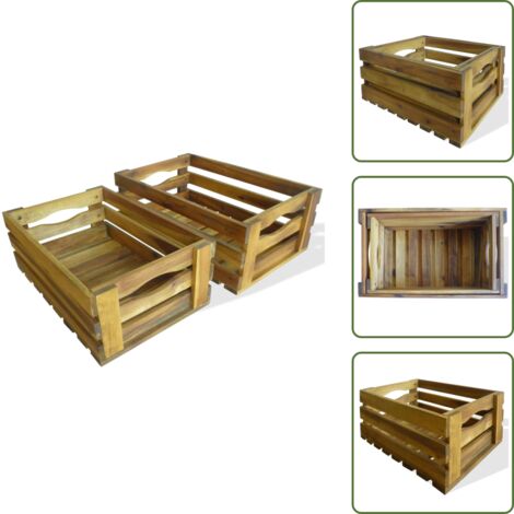 Caja de vino - vidaXL Caja de manzanas de jardín para plantar de madera de acacia - Jardinera