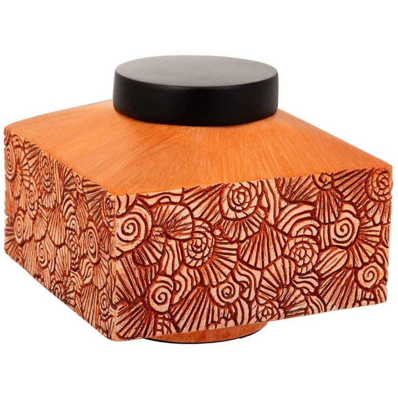 Wanderlust Deco - Caja decoración de poliresina naranja 16x16x13,5