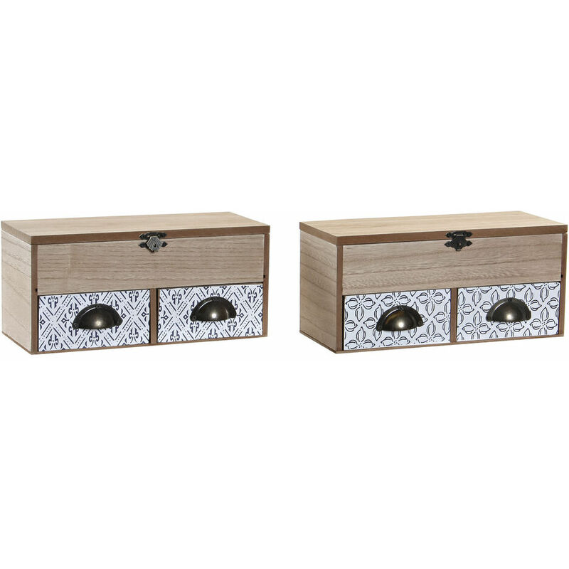 

Caja Decorativa DKD Home Decor Metal Mosaico Madera MDF (2 pcs) (24 x 10 x 11 cm)