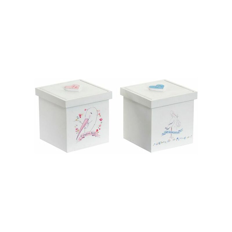 

Caja Decorativa Infantil Blanco Rosa Madera (2 pcs) (11 x 11 x 11 cm)