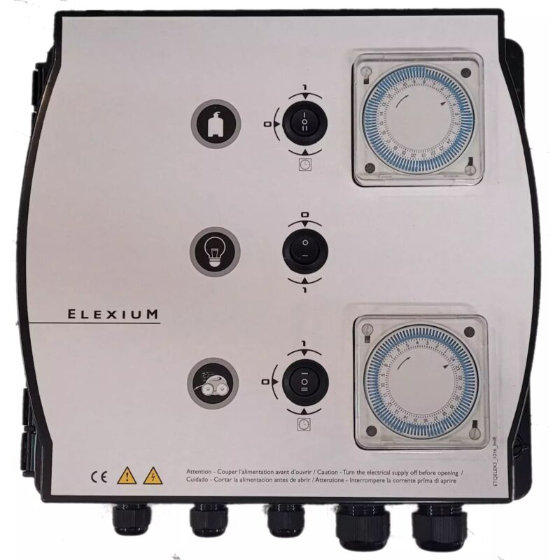 

Caja eléctrica de ELEXIO con interruptor, filtración + 2 focos