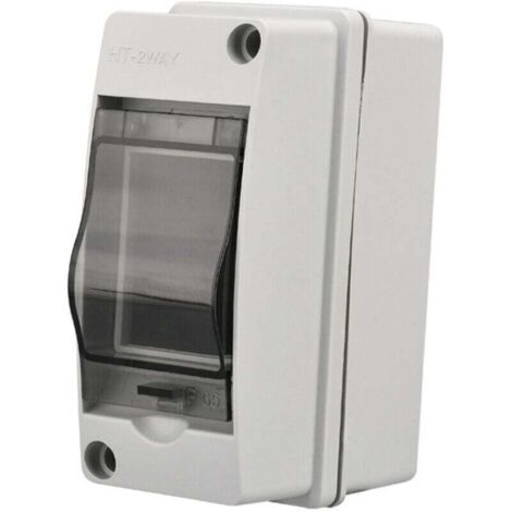 Caja eléctrica exterior impermeable, 2 módulos, IP65, para garaje – carcasa de plástico resistente a la intemperie.