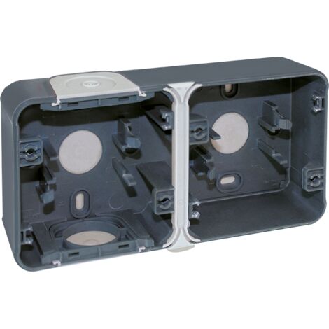 Caja estanca de 2 puestos horizontales en superficie - IP55 - OXXO Color Gris