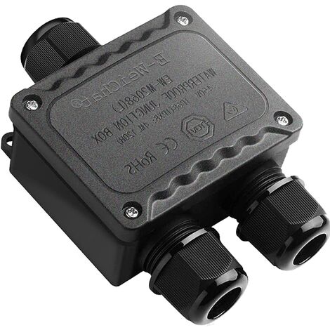 Caja estanca empalmes IP68 impermeable 3 conectores  Negro