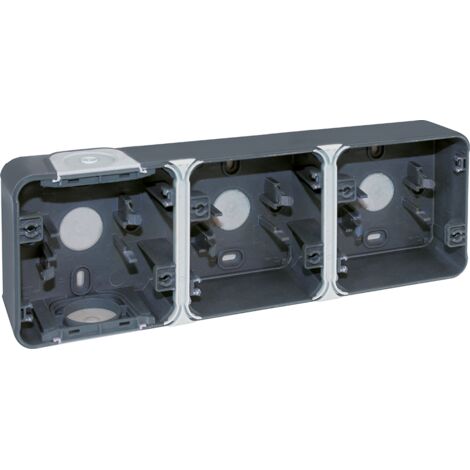 Caja estanca horizontal de 3 puestos en superficie - IP55 - OXXO Color Gris