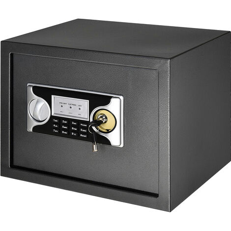 PrixPrime - Caja fuerte de seguridad negra empotrada de acero con llaves  36x15x23cm