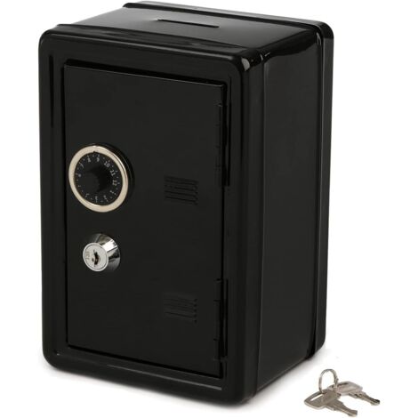 Caja fuerte infantil segura, monedero con plataforma, 18 cm × 12 cm × 10 cm, negra