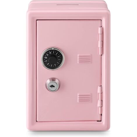 Caja fuerte infantil segura, monedero con plataforma, 18 cm × 12 cm × 10 cm, rosa.