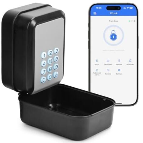 ODIPIE Caja fuerte inteligente para llaves, caja fuerte con Bluetooth compatible con la aplicación TTLock y código PIN de 12 dígitos, adecuada para casa, garaje, apartamento y casa de vacaciones.