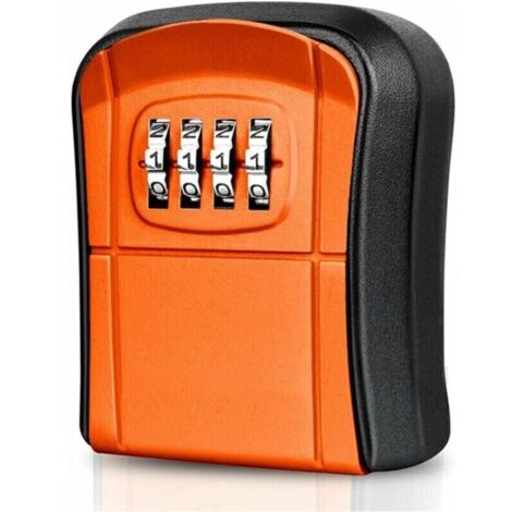 Caja fuerte naranja para llaves, minicaja de pared para exteriores con código digital de 4 dígitos, resistente al agua, para el hogar, la escuela, la oficina, la fábrica y el garaje.