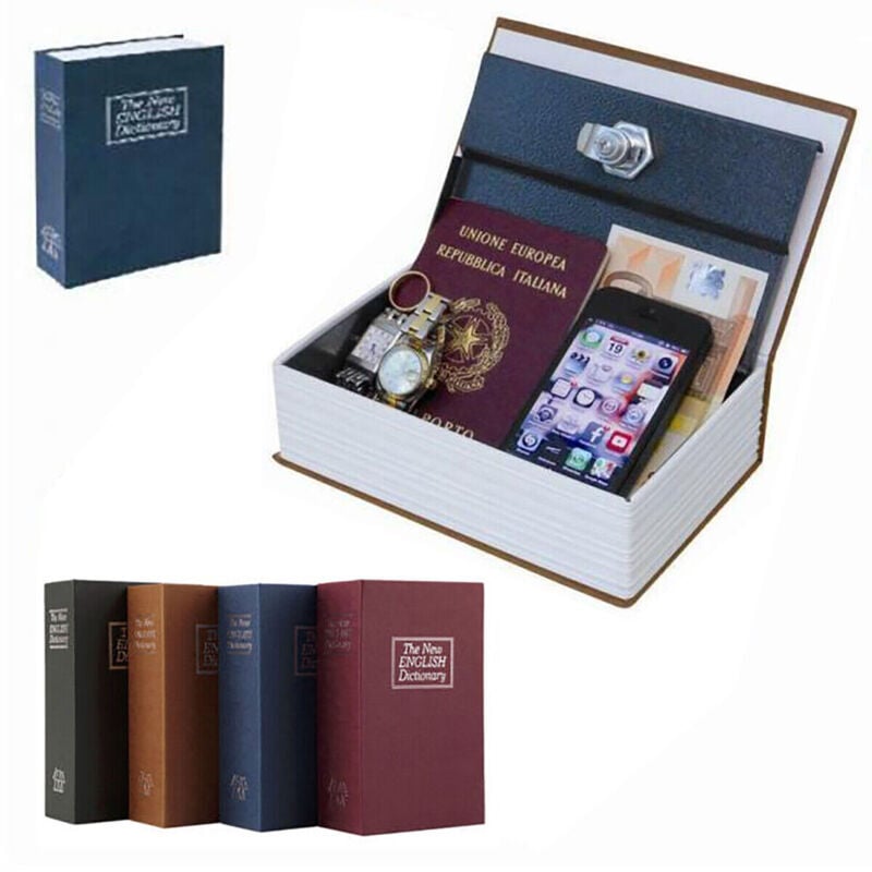 CAJA FUERTE PARA OBJETOS DE VALOR LIBRO MONEDA LLAVE METAL 114x80x45 mm