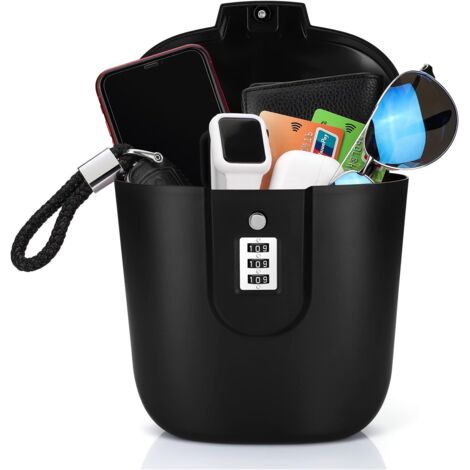Caja fuerte portátil antirrobo, bolsa de seguridad portátil, caja fuerte de viaje y playa con candado de combinación para playa, camping, viajes, deportes, compras (Negro)